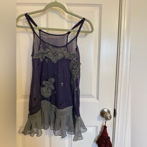 100% Silk Sheer Floral Top